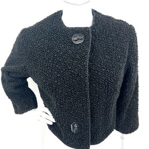 Vintage 50s Persian Curly Lamb‎ Bolero Jacket Size M Mobwife 60s MCM Rockabilly